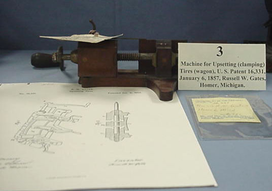 User Guide Series: Homer and Jean Blair Collection of United States Patent Models Machine for Upsetting (clamping) Tires (wagon)
